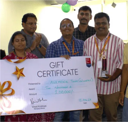 Nexathon winners receiving their award