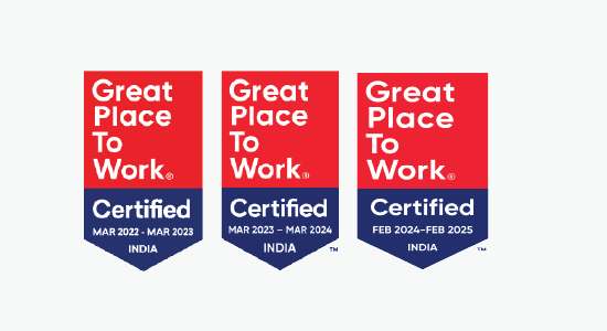 Great Place to Work Certified — three consecutive years
