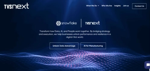 TVS Next and Snowflake partnership page